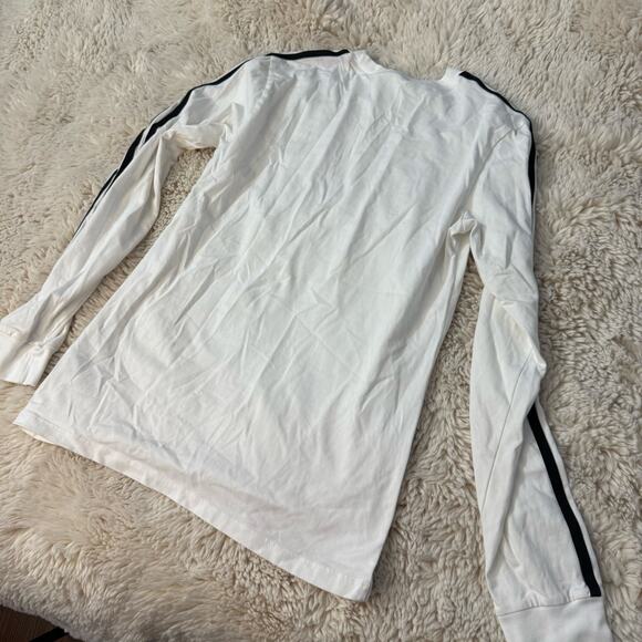 Adidas Originals Long Sleeve Tee White Black 3 Stripe Logo Small - Picture 4 of 4